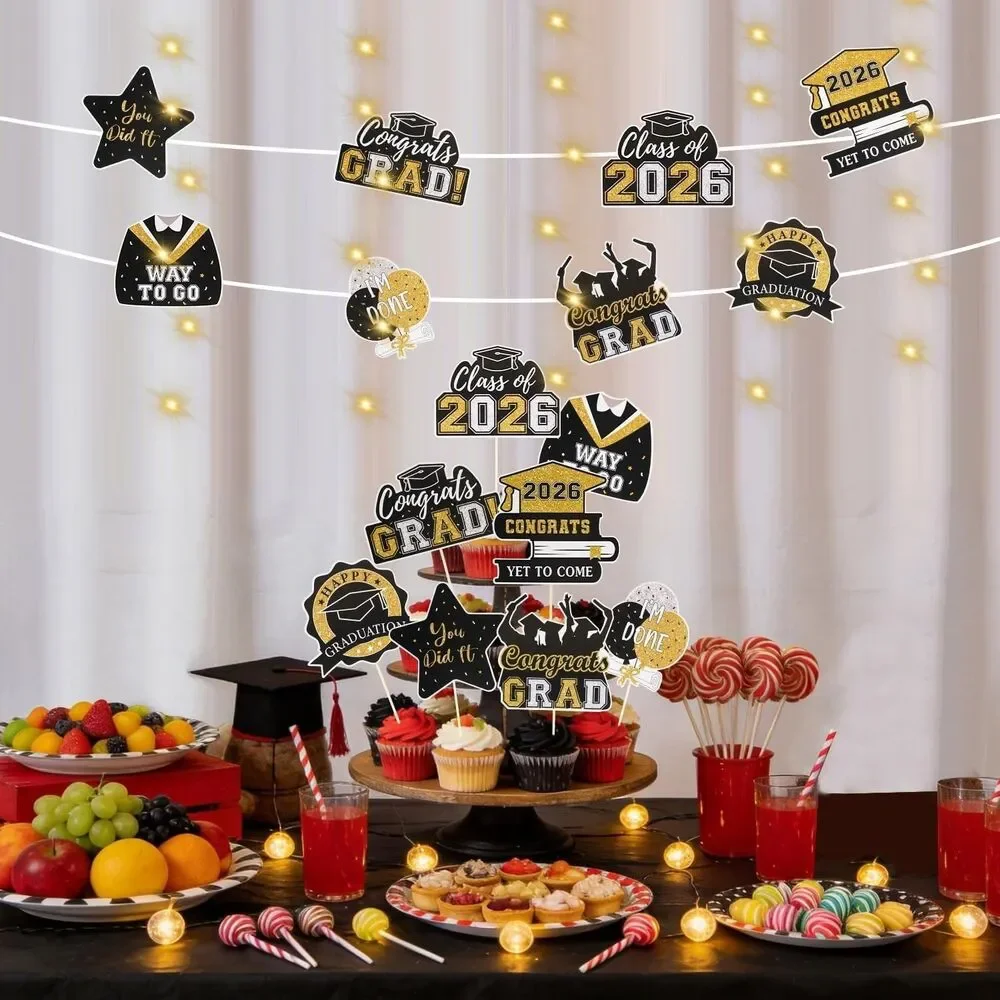Class of 2026 Graduation Party Decor Bundle Banner Napkins Centerpieces Set